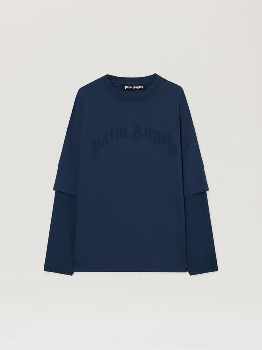 Curved Logo Double Long Sleeved T Shirt