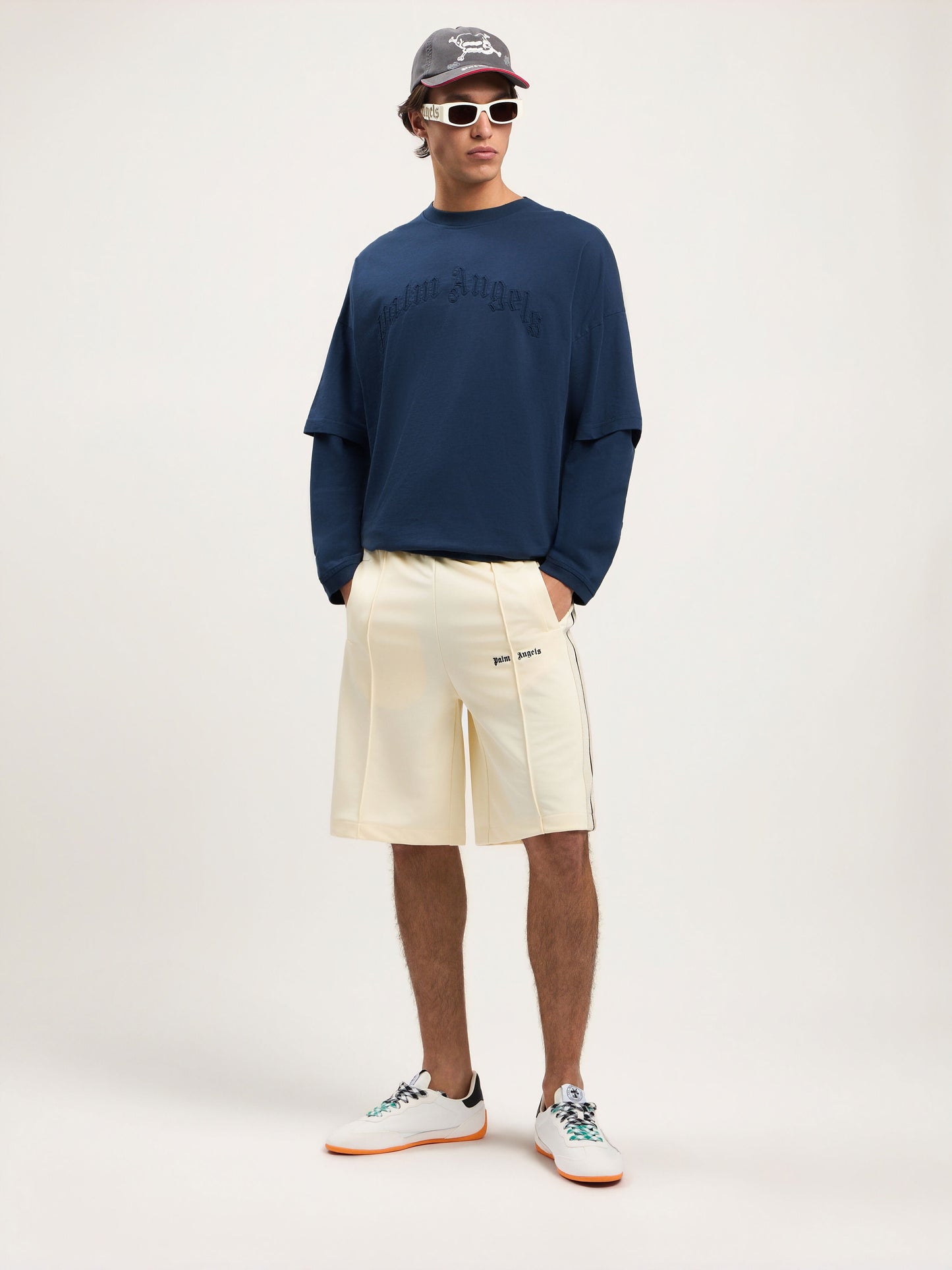 Curved Logo Double Long Sleeved T Shirt