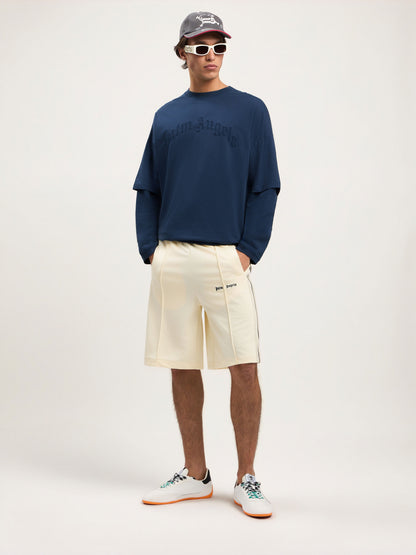 Curved Logo Double Long Sleeved T Shirt