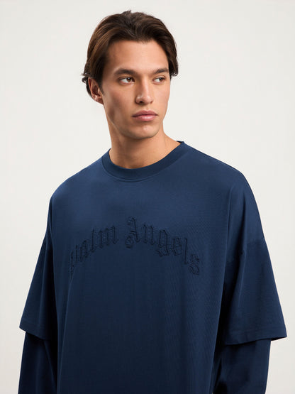 Curved Logo Double Long Sleeved T Shirt