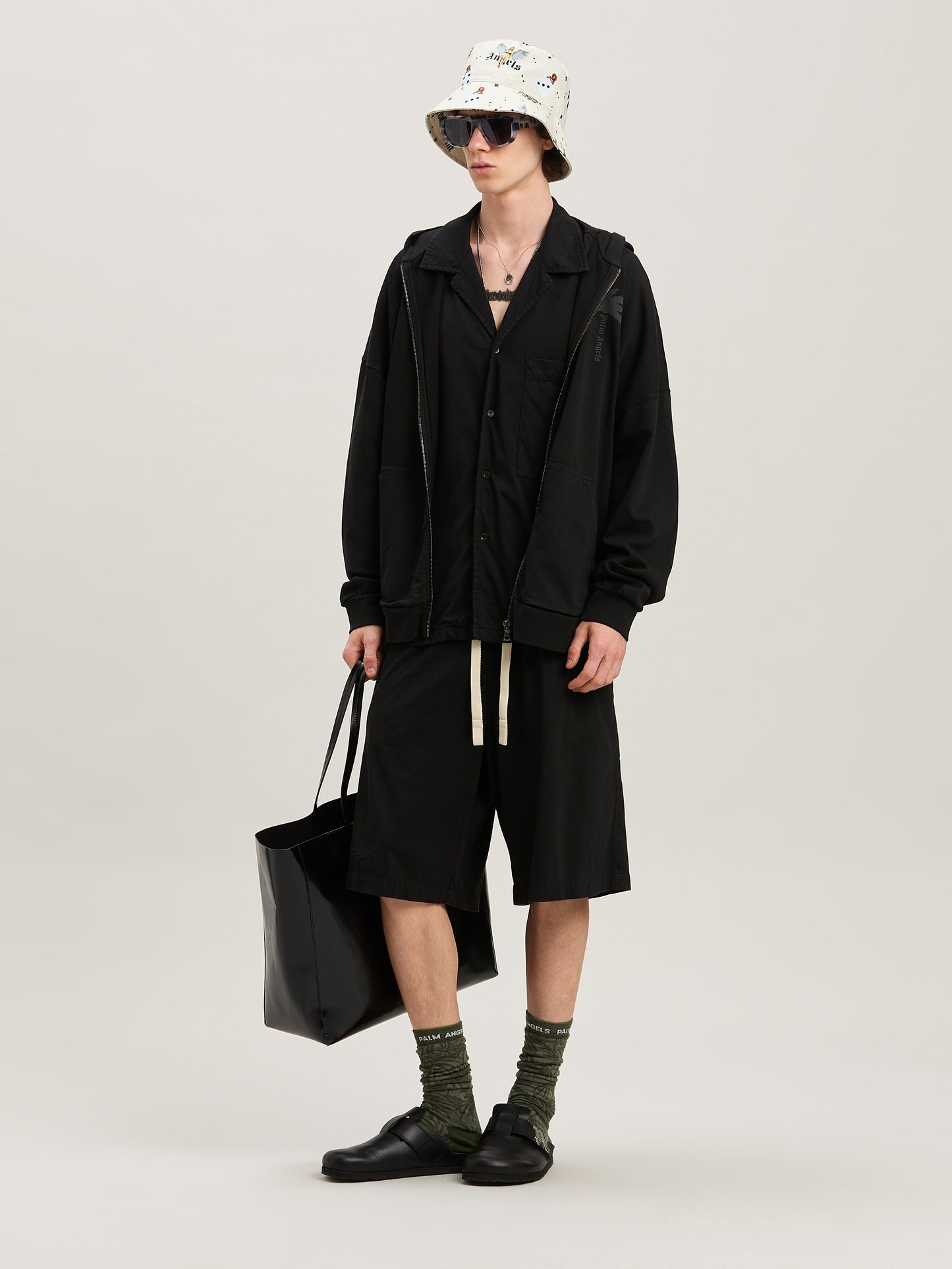 Palms Zipped Hoody Vintage Black   Vinta