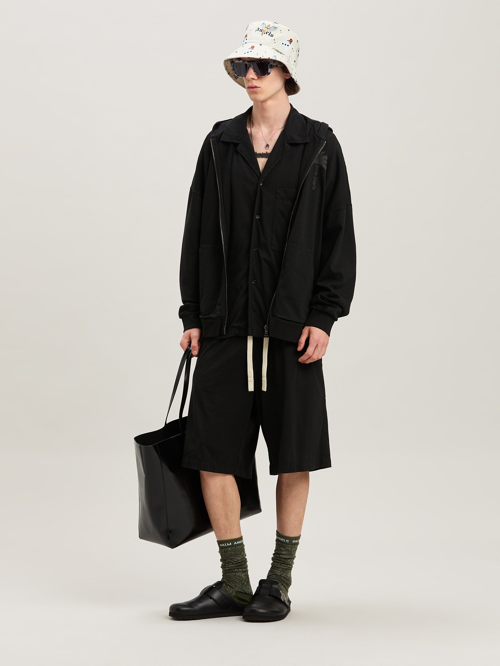 Palms Zipped Hoody Vintage Black   Vinta
