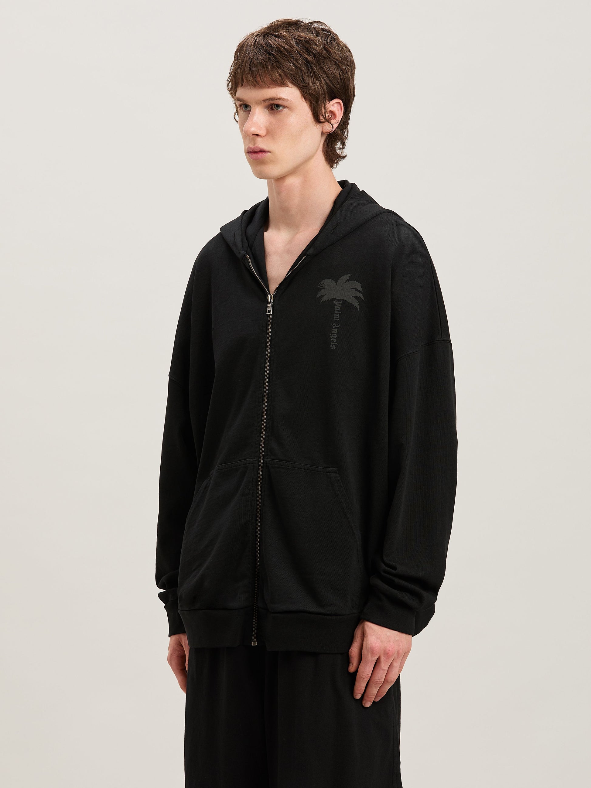 Palms Zipped Hoody Vintage Black   Vinta