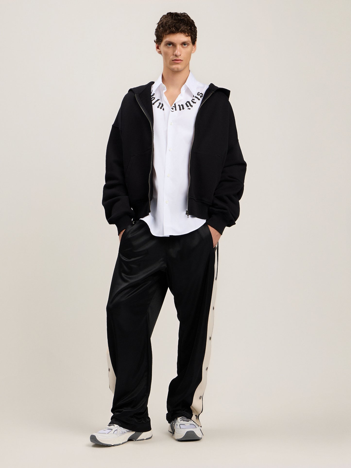 Back Curved Logo Zip Hoodie