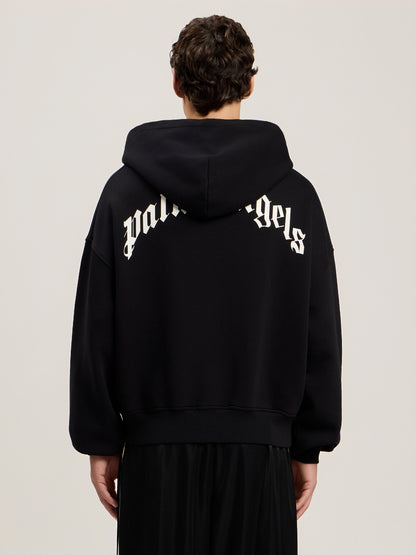 Back Curved Logo Zip Hoodie