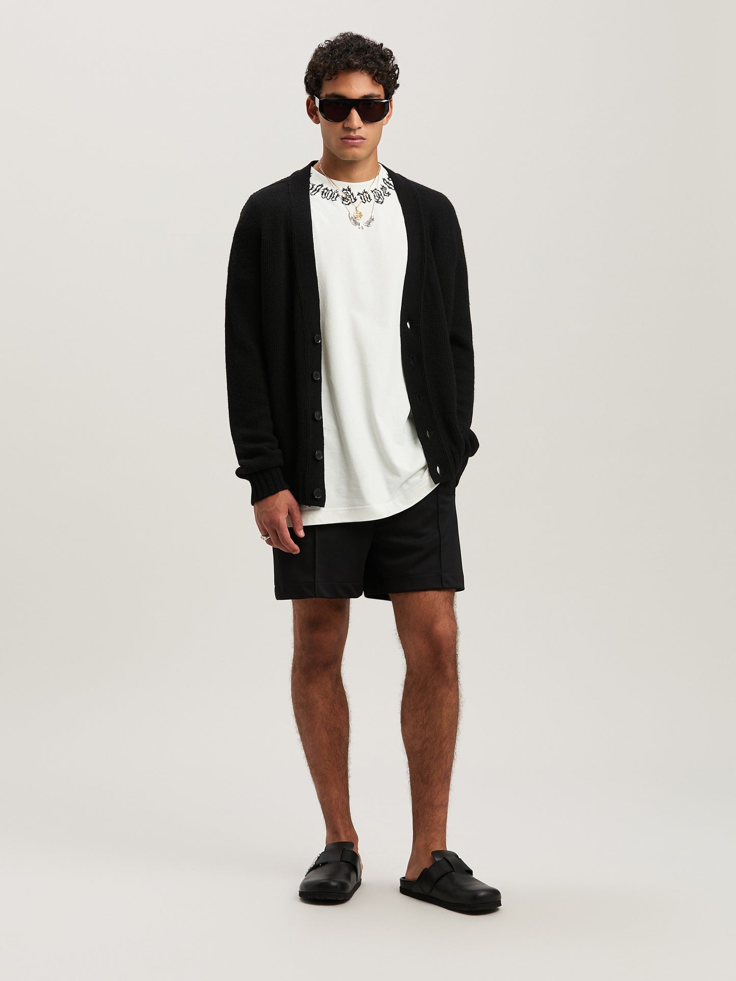 Back Curved Logo Track Shorts Black   Of