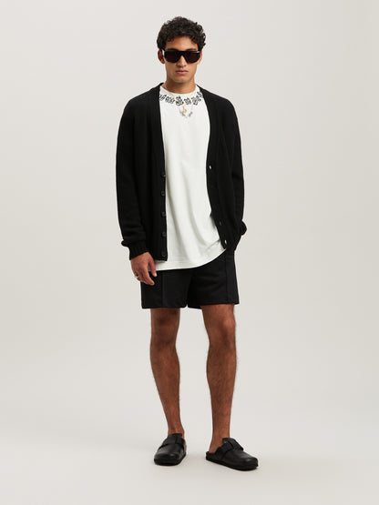 Back Curved Logo Track Shorts Black   Of