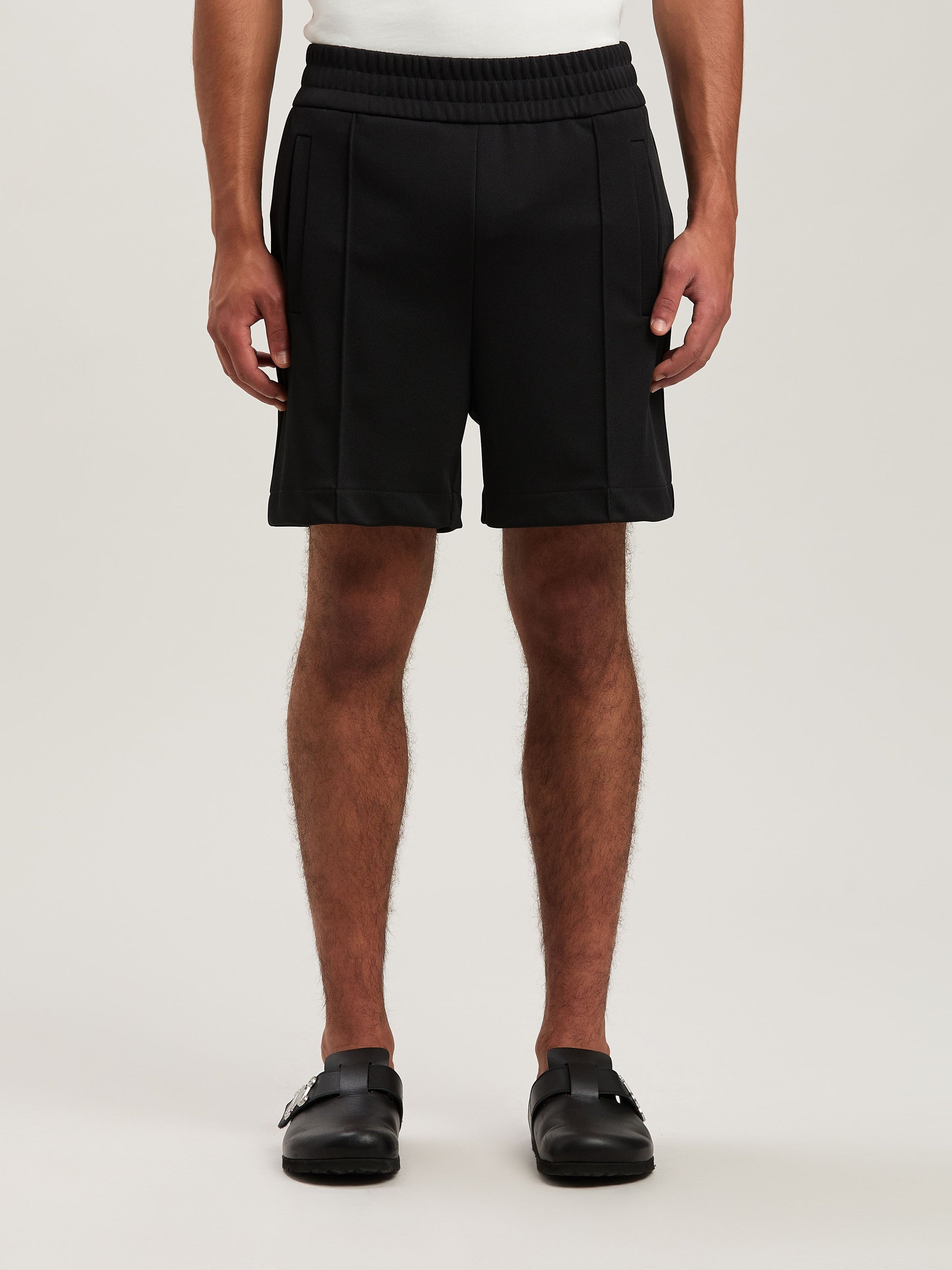 Back Curved Logo Track Shorts Black   Of