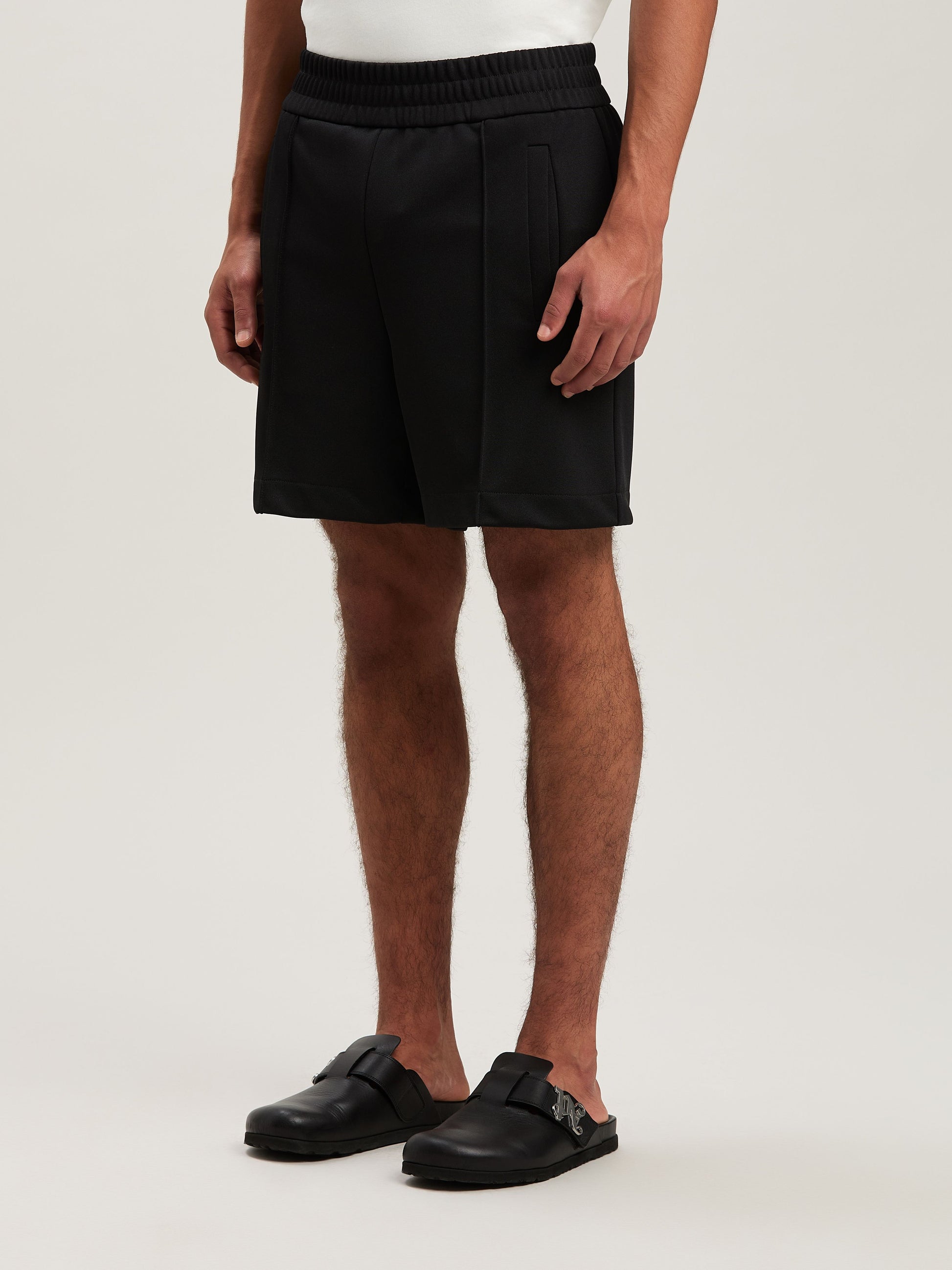 Back Curved Logo Track Shorts Black   Of