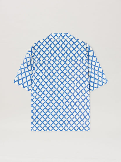 Net Logo Bowling Shirt Ss Ivory   Multic