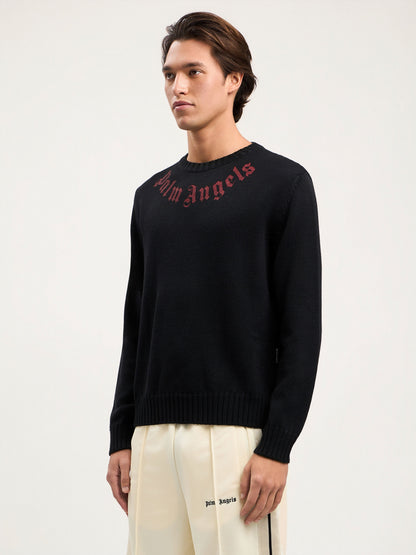 Curved Logo Knit Sweater