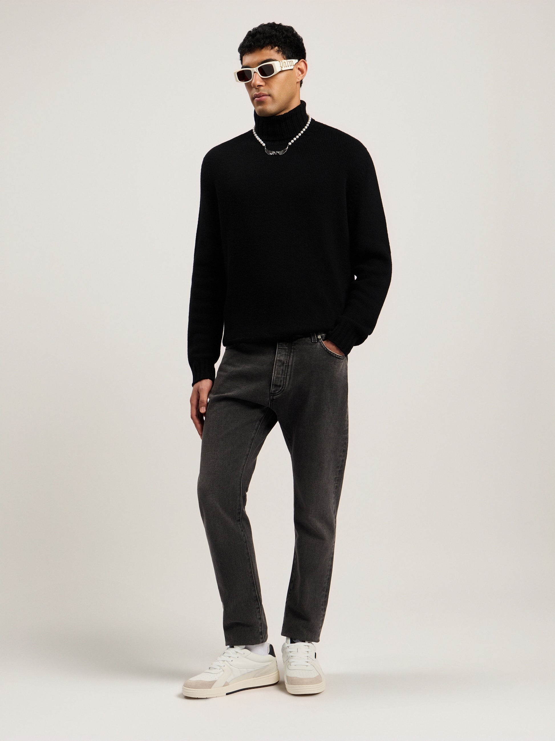 Curved Logo Tneck Sweater