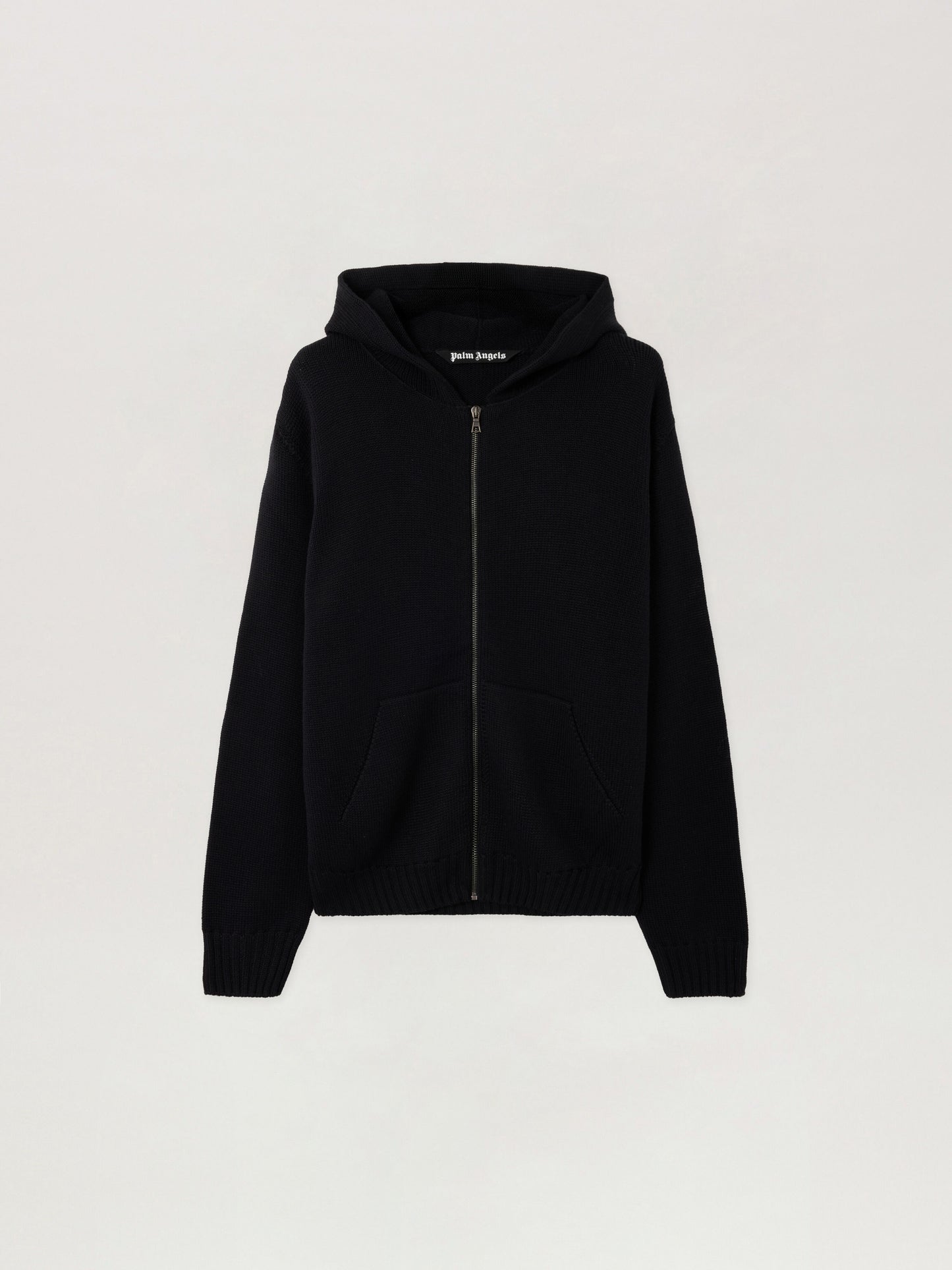 Curved Logo Knit Hoodie