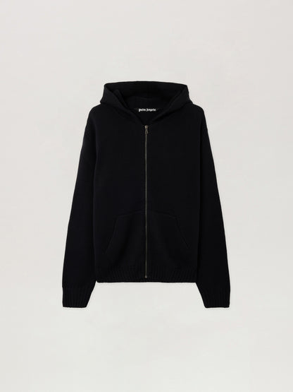 Curved Logo Knit Hoodie