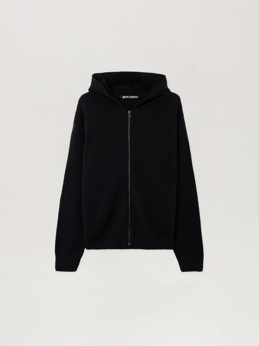 Curved Logo Knit Hoodie
