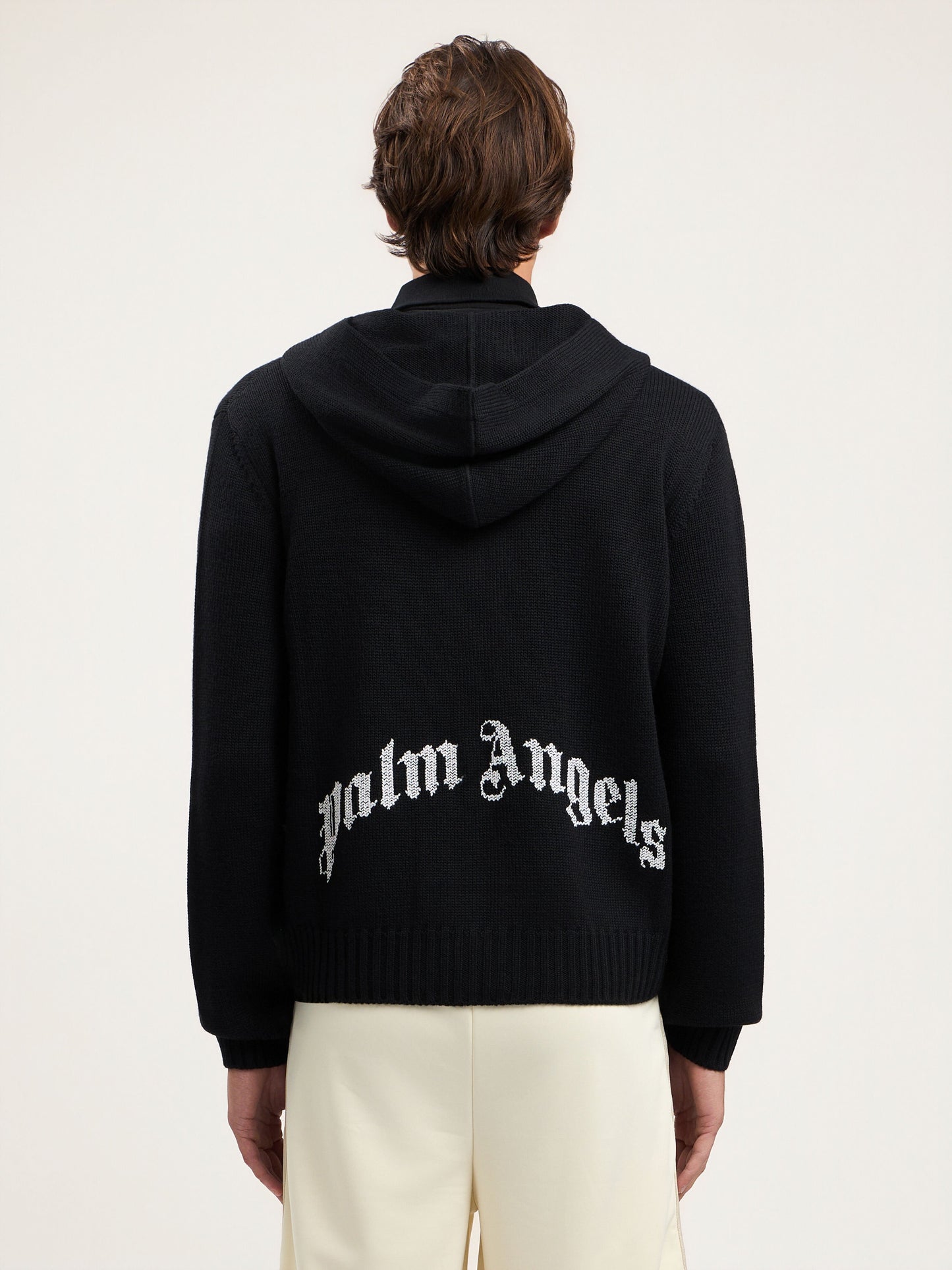 Curved Logo Knit Hoodie