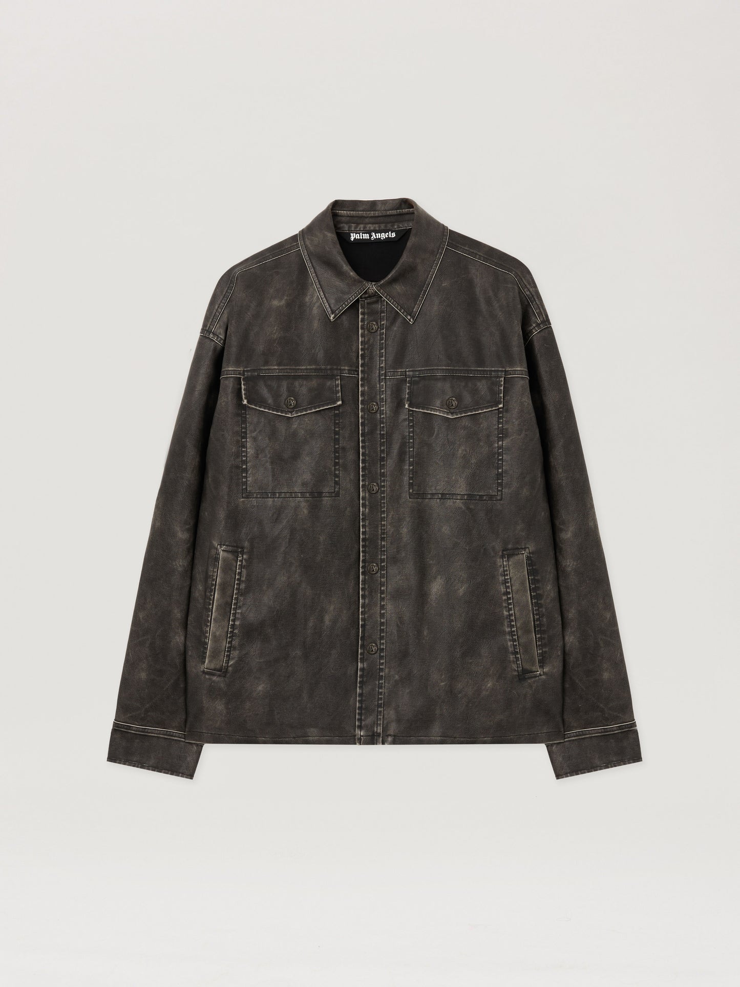 Curved Logo Coated Overshirt
