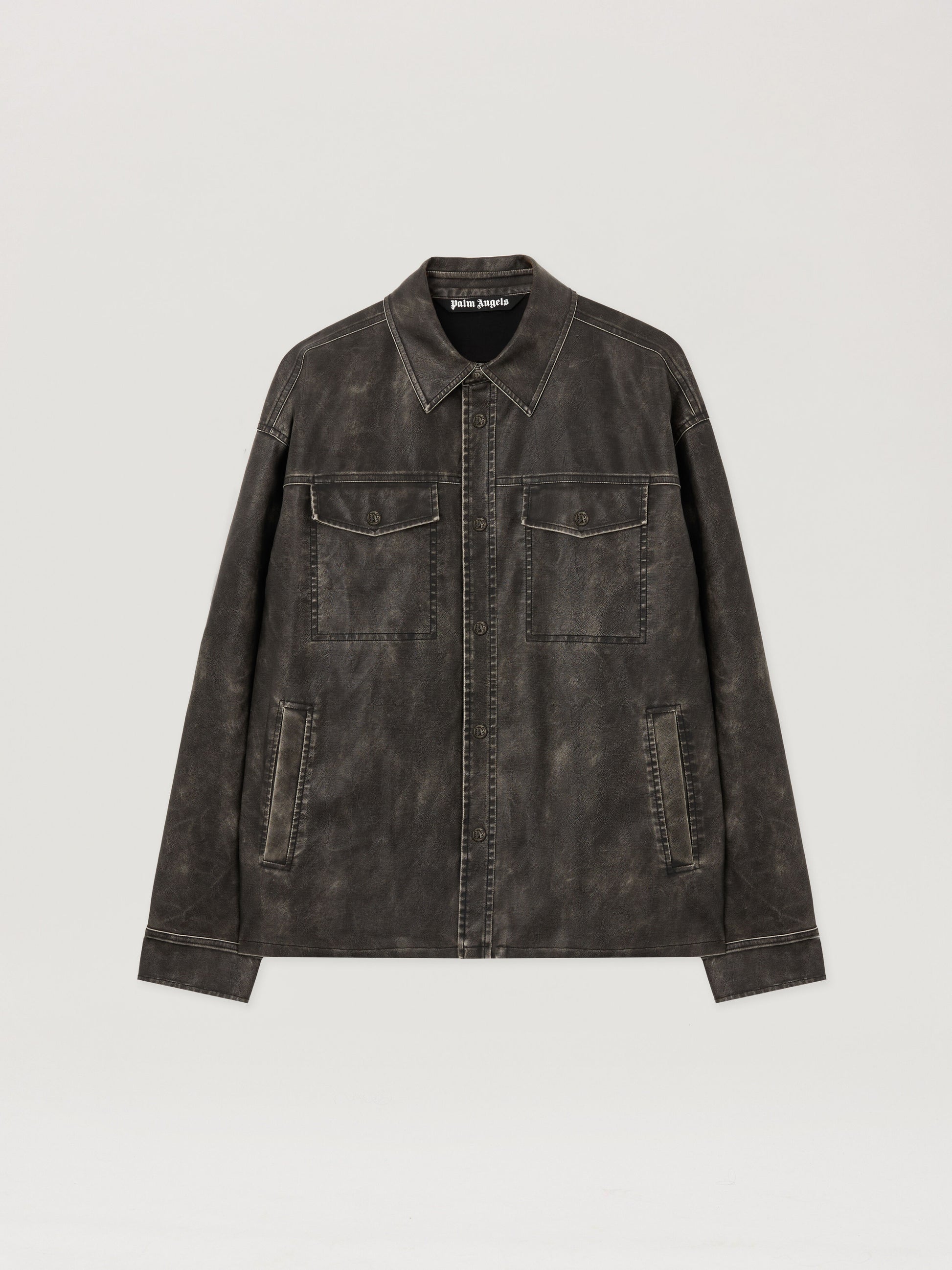 Curved Logo Coated Overshirt