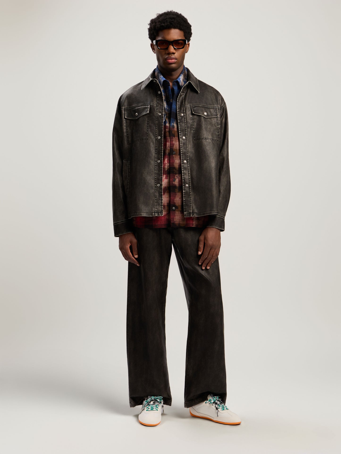Curved Logo Coated Overshirt