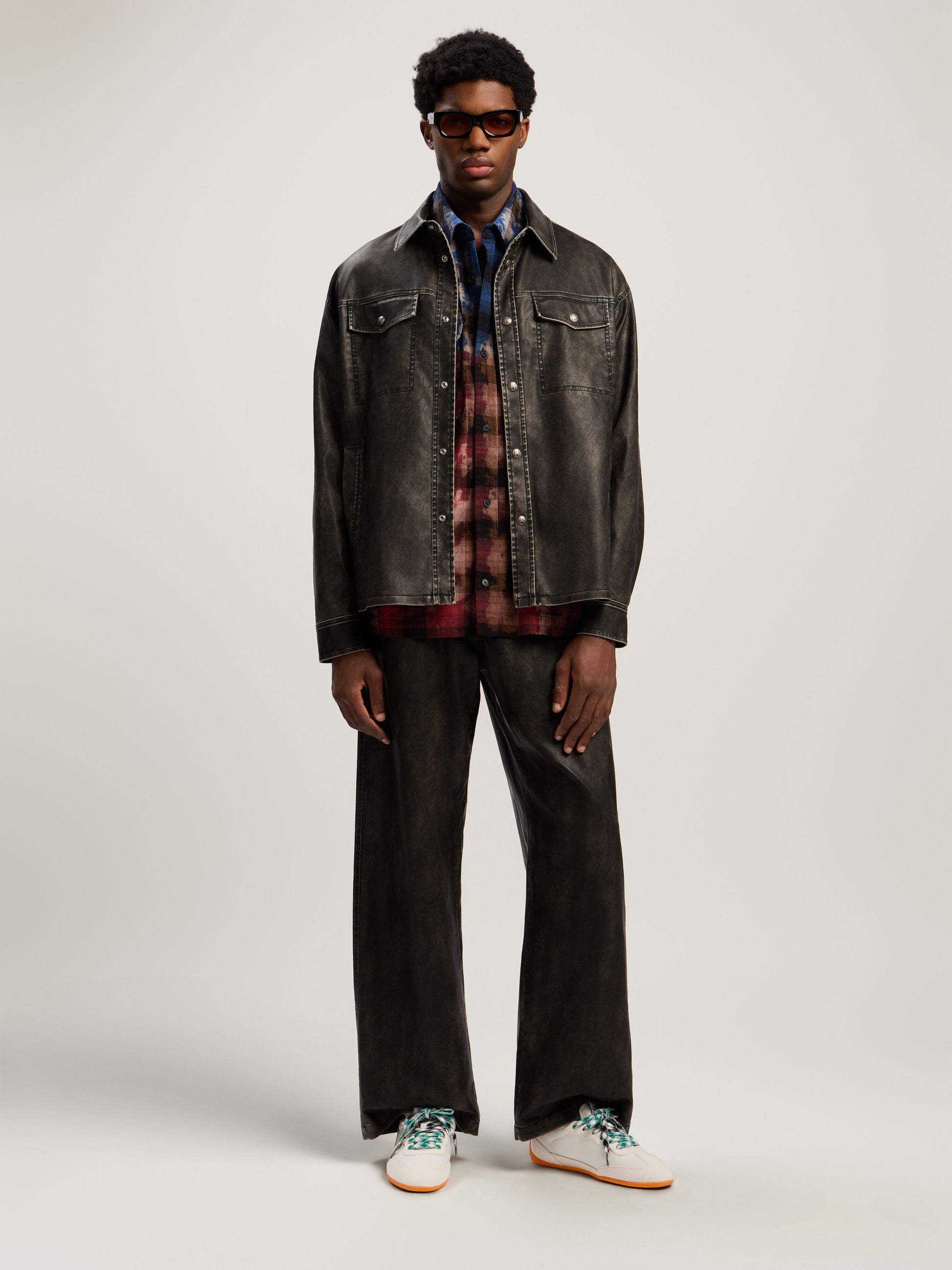 Curved Logo Coated Overshirt