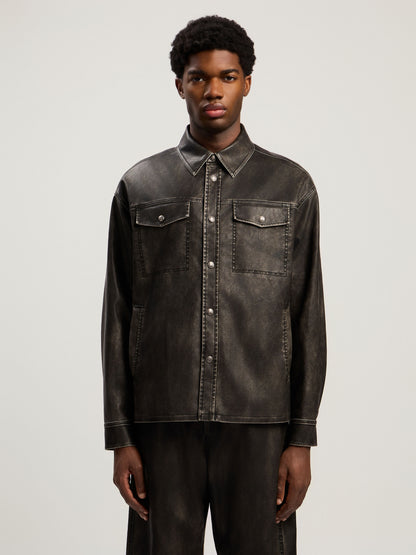 Curved Logo Coated Overshirt