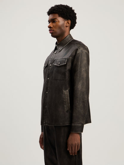Curved Logo Coated Overshirt