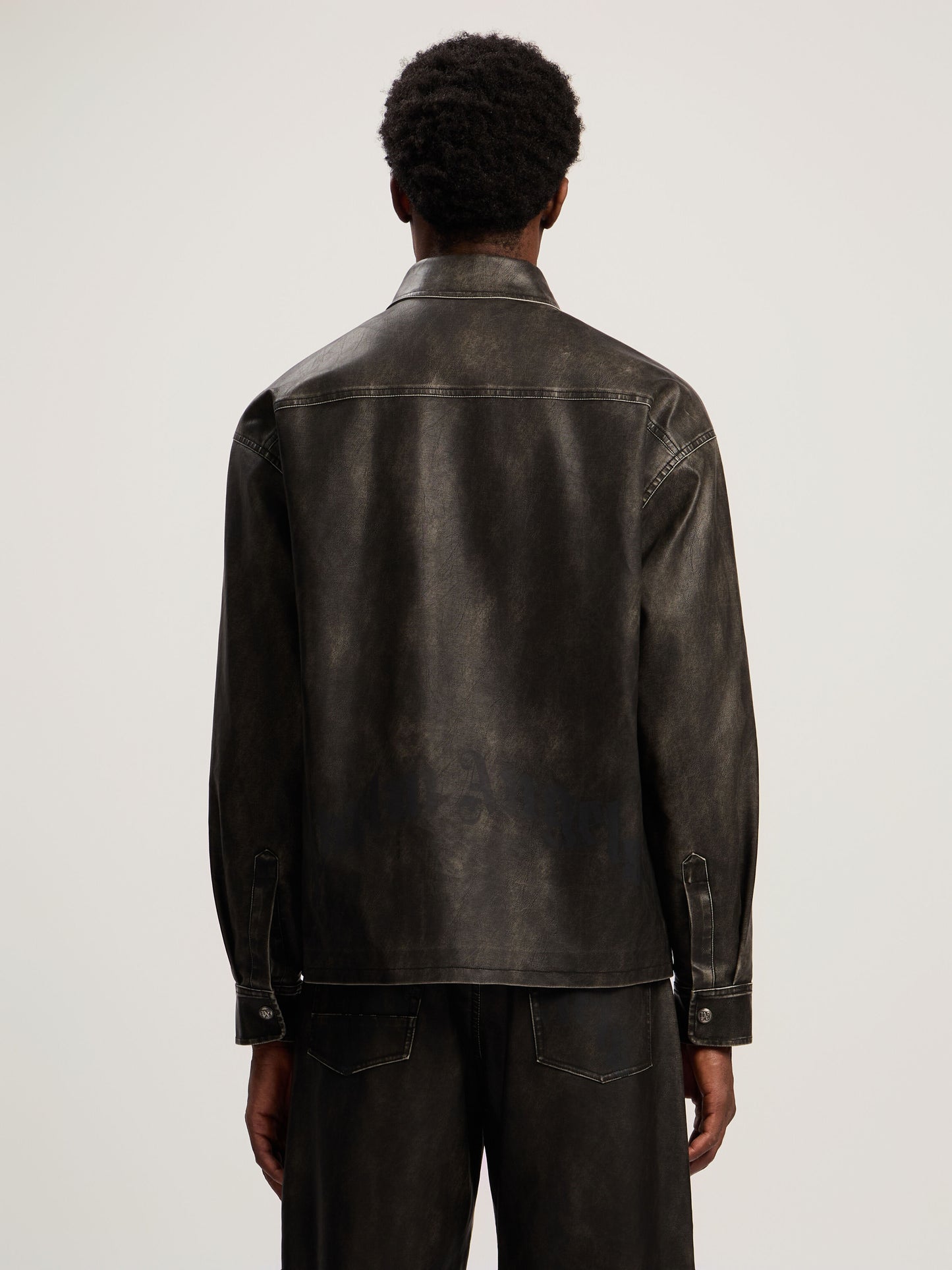 Curved Logo Coated Overshirt