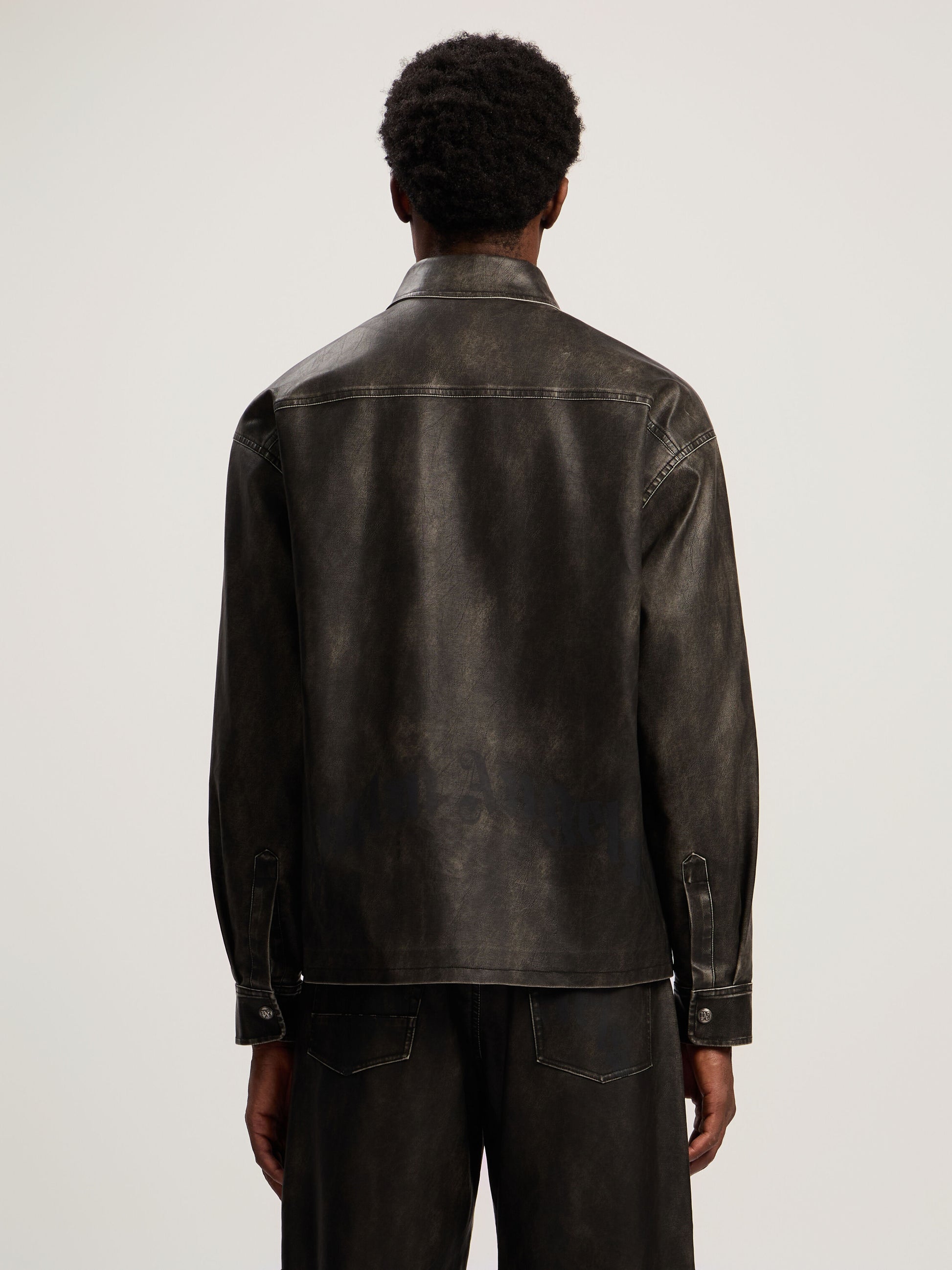 Curved Logo Coated Overshirt