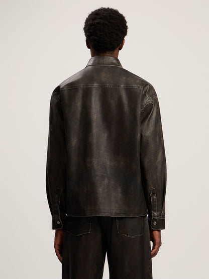 Curved Logo Coated Overshirt