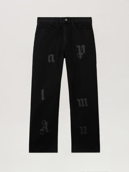 Logo Patch Straight Jeans