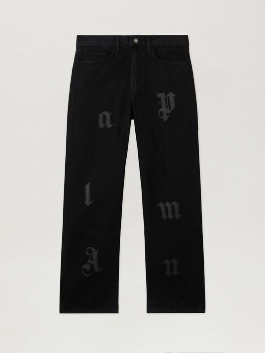 Logo Patch Straight Jeans
