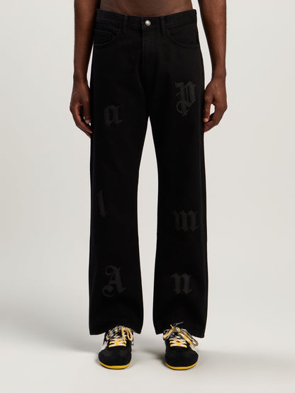 Logo Patch Straight Jeans