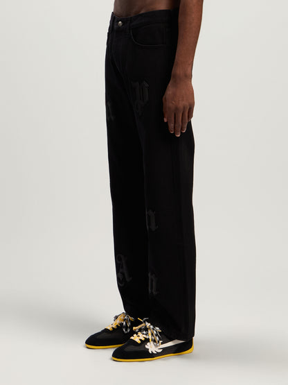 Logo Patch Straight Jeans