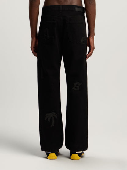 Logo Patch Straight Jeans