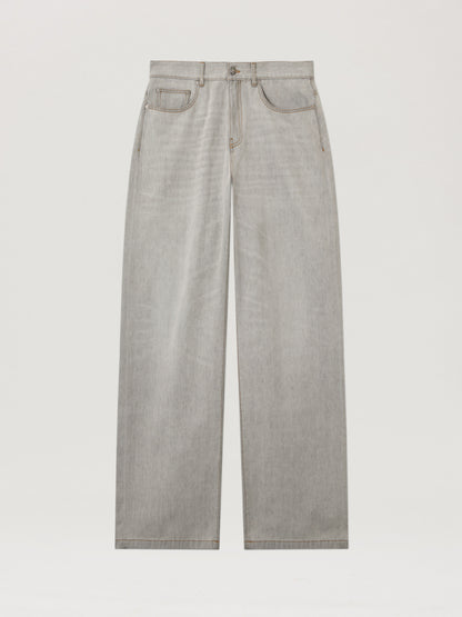Curved Logo Loose Denim Pants