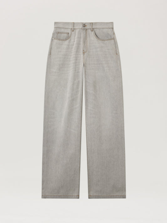 Curved Logo Loose Denim Pants