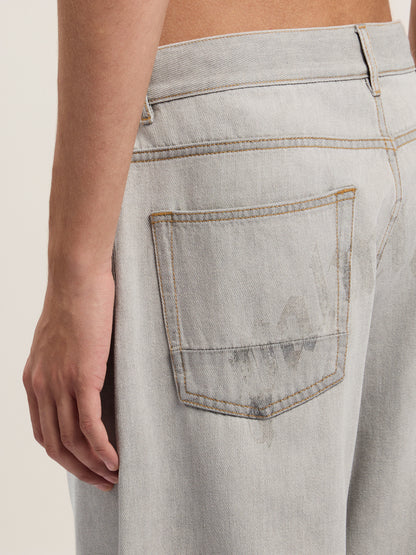 Curved Logo Loose Denim Pants