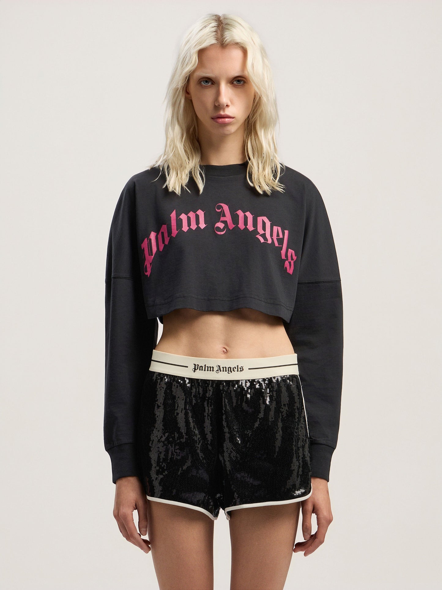 Curved Logo Crop Long Sleeve