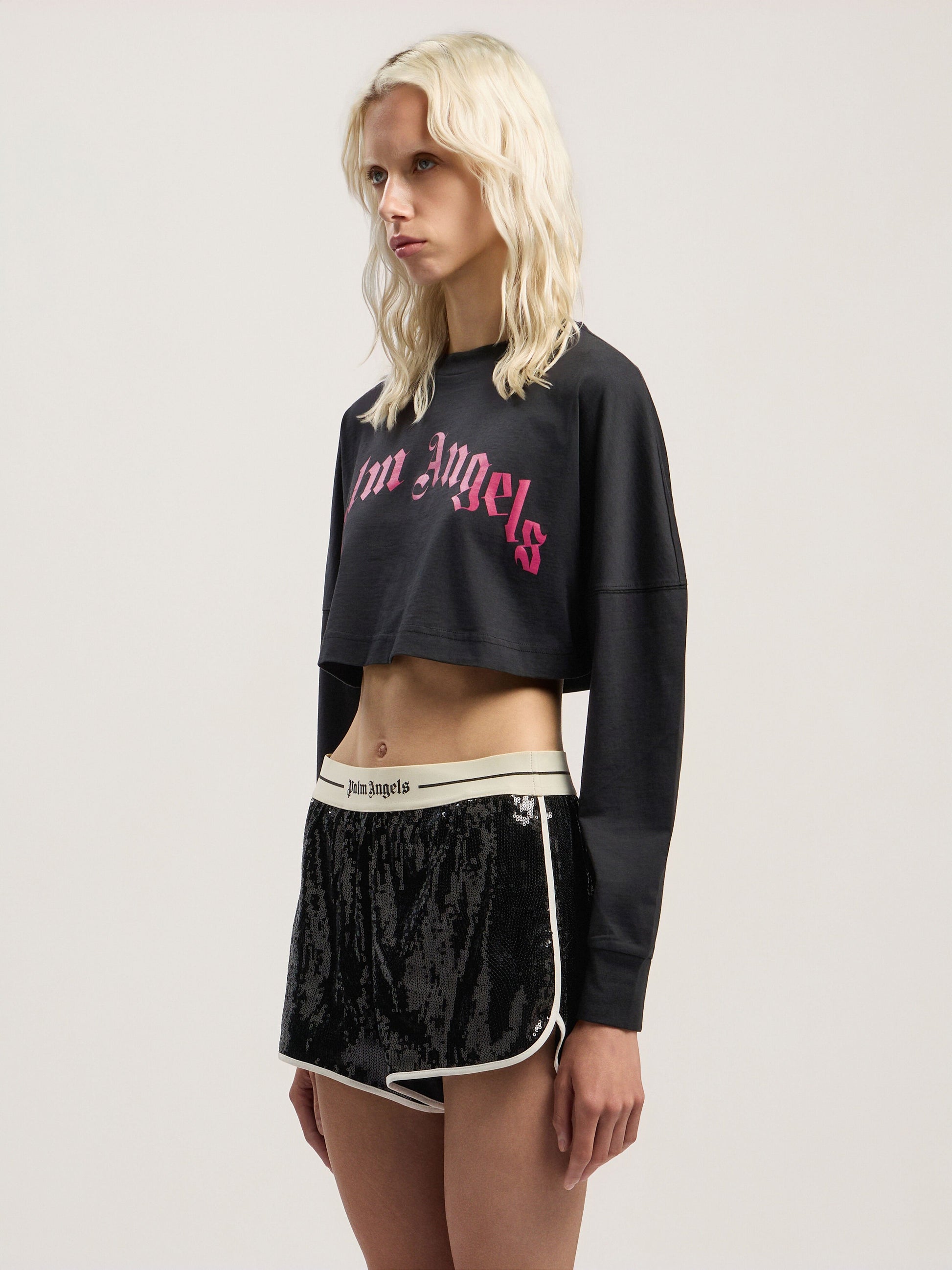 Curved Logo Crop Long Sleeve