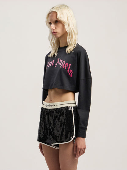 Curved Logo Crop Long Sleeve
