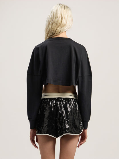 Curved Logo Crop Long Sleeve