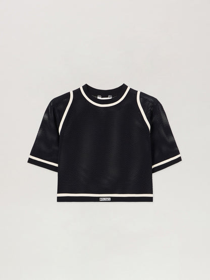 Logo Mesh Cropped Top