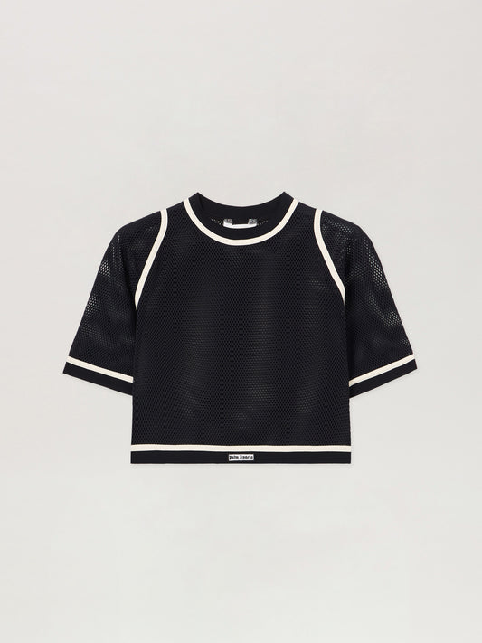 Logo Mesh Cropped Top