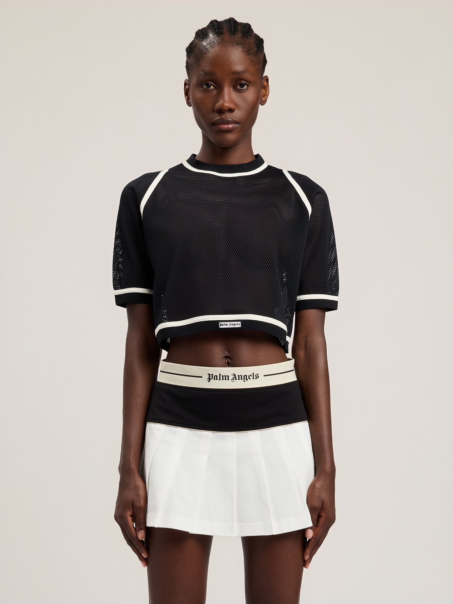 Logo Mesh Cropped Top