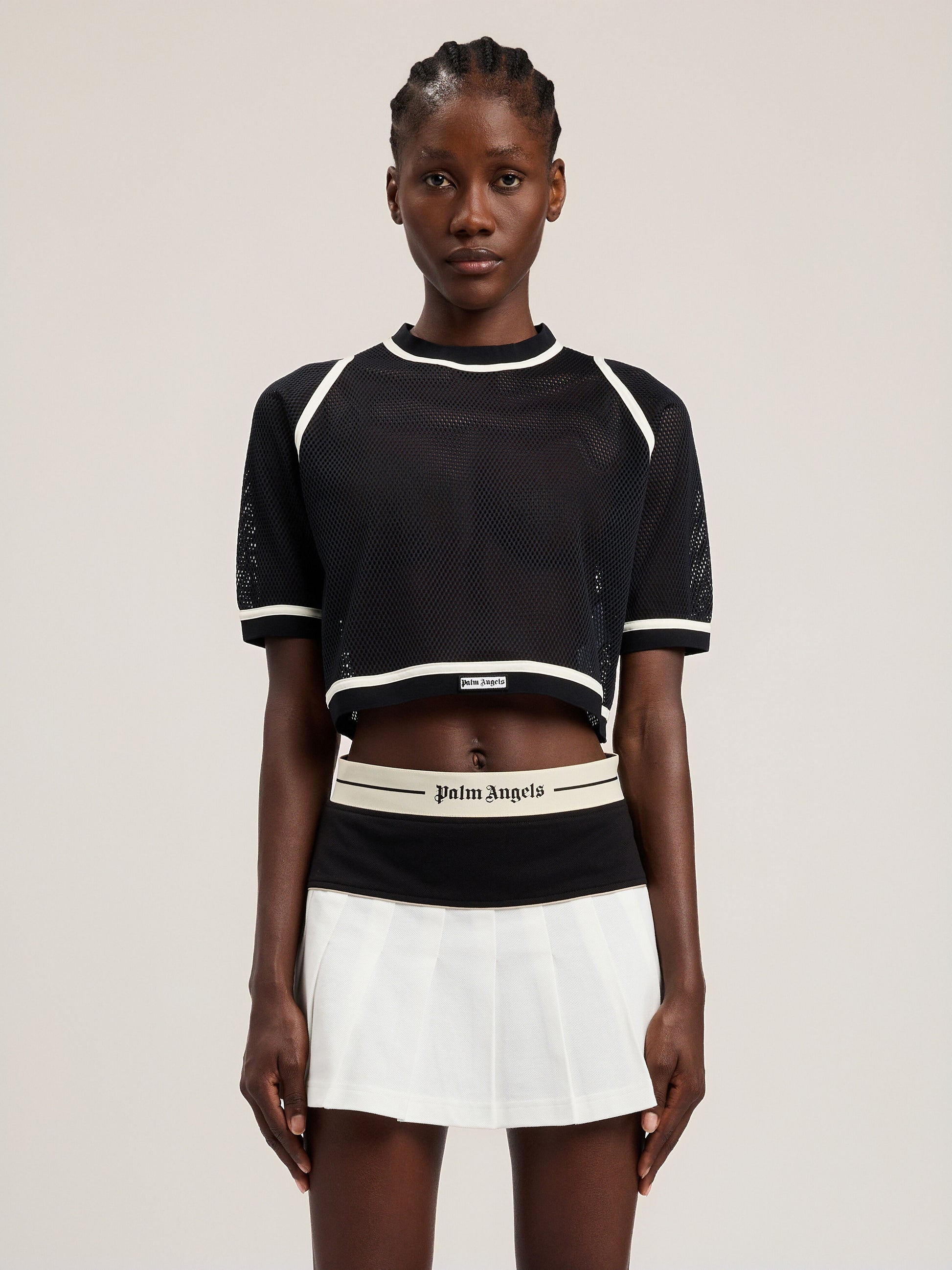 Logo Mesh Cropped Top