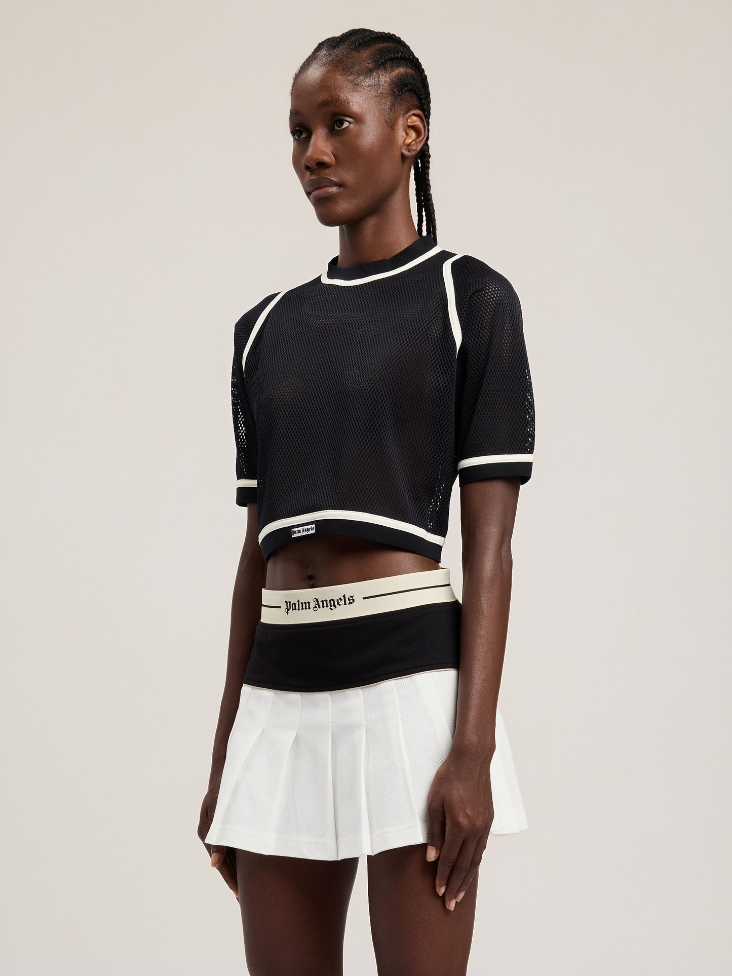 Logo Mesh Cropped Top