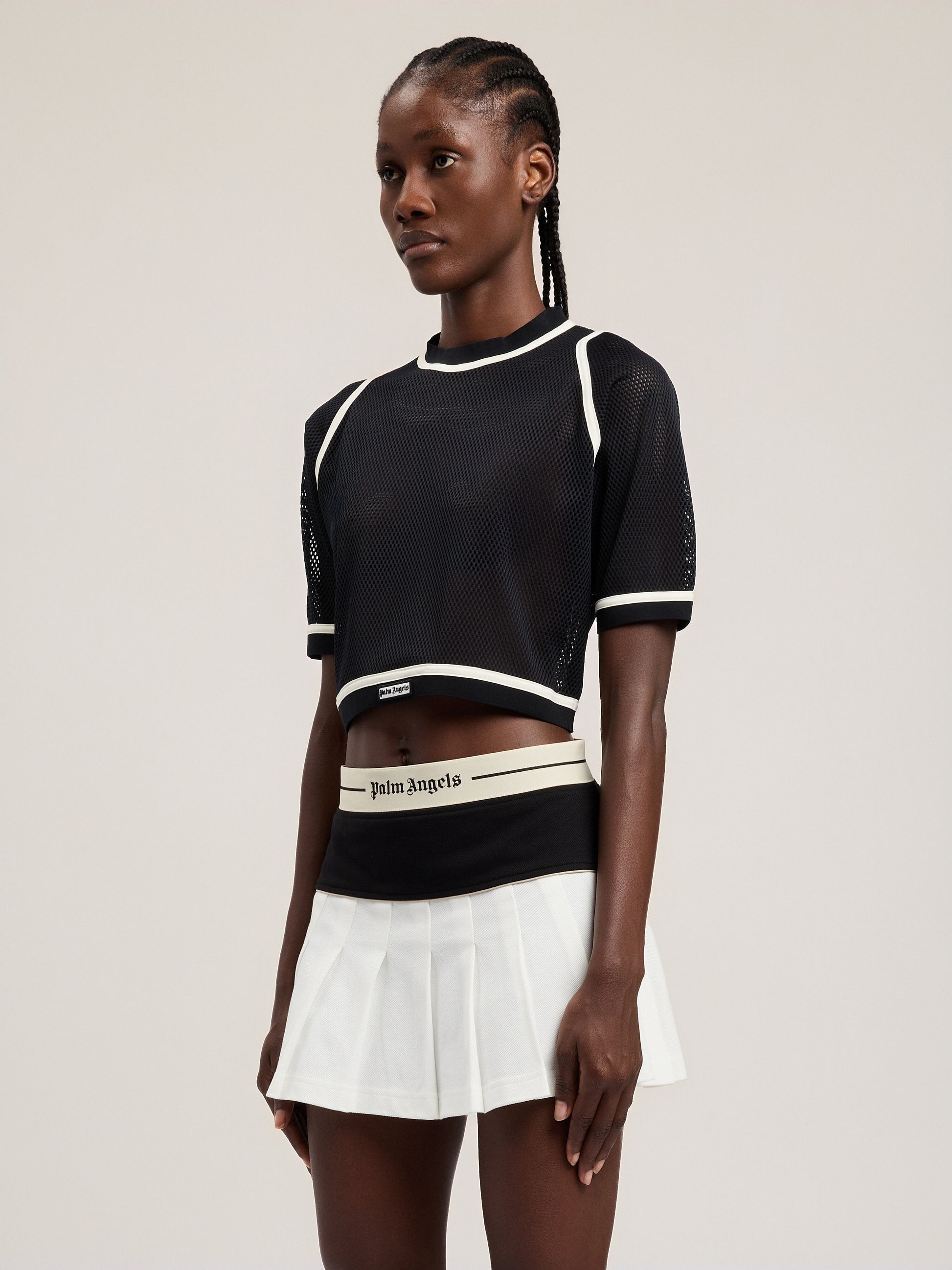 Logo Mesh Cropped Top