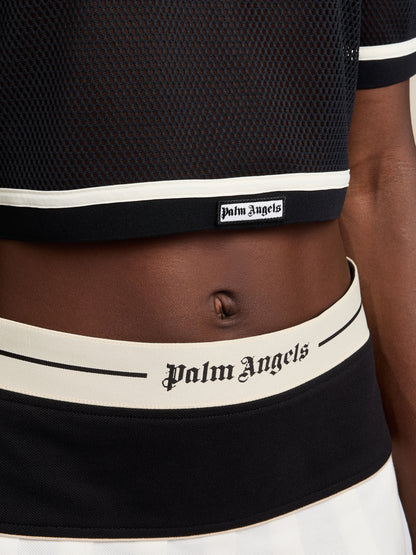Logo Mesh Cropped Top