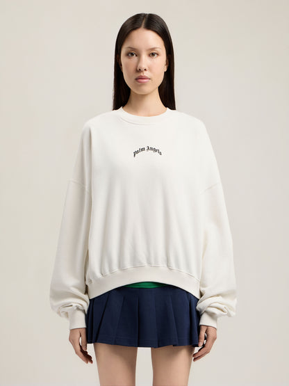 Curved Logo Loose Crop Sweatshirt
