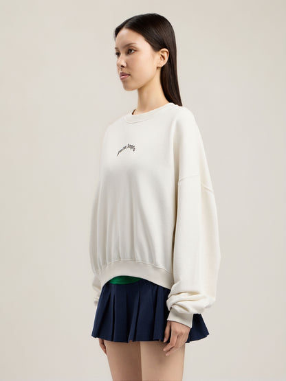 Curved Logo Loose Crop Sweatshirt